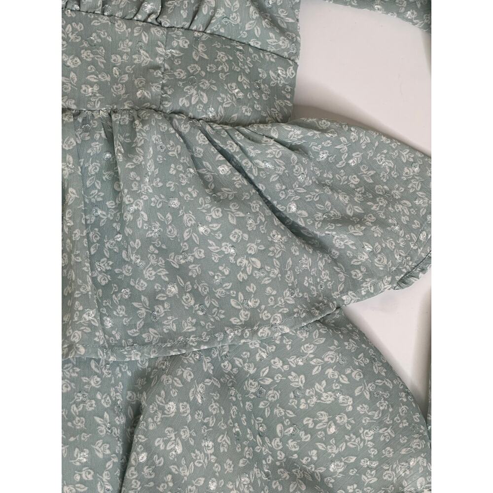 Altard State Dress Womens S Green Floral Aitana Puff Sleeve Smocked Ruffle Mini - Picture 5 of 9